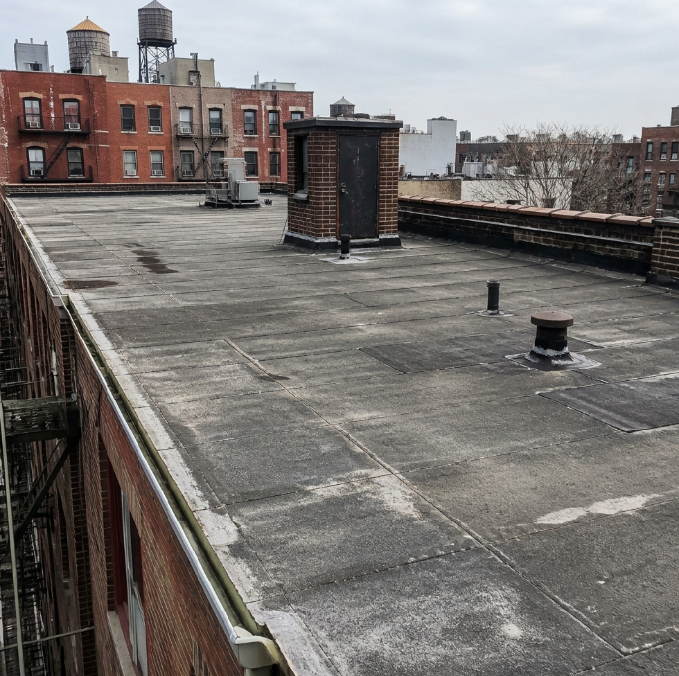 Existing roof before replacement at the Bushwick multifamily project