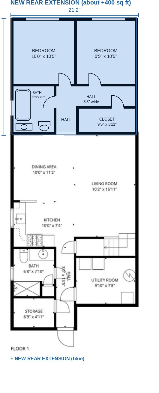 Floor plan drawing for the Astoria rear extension