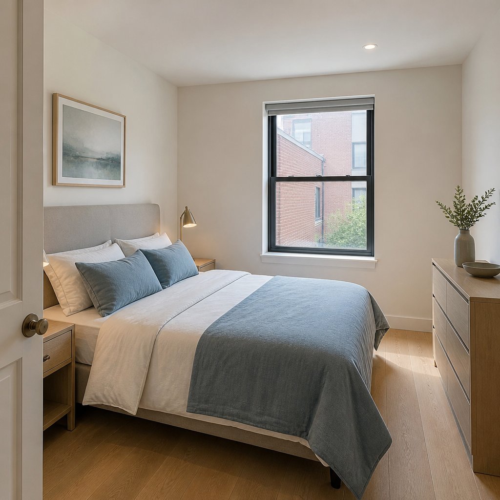 Finished bedroom in the Astoria rear extension