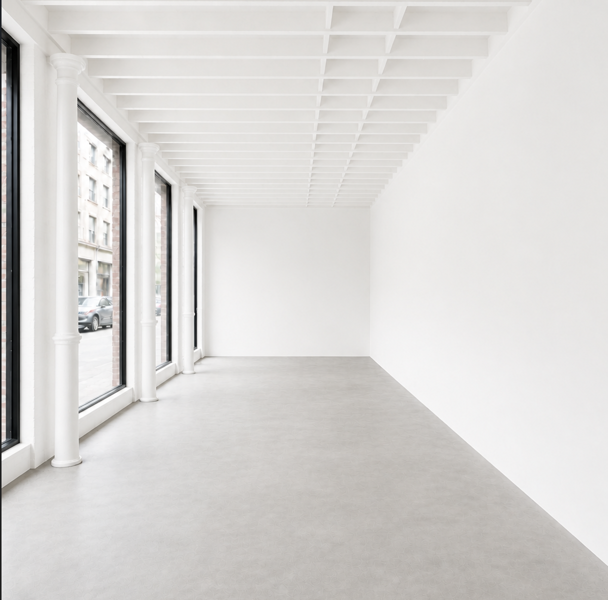 The retail space painted and prepared for the next tenant
