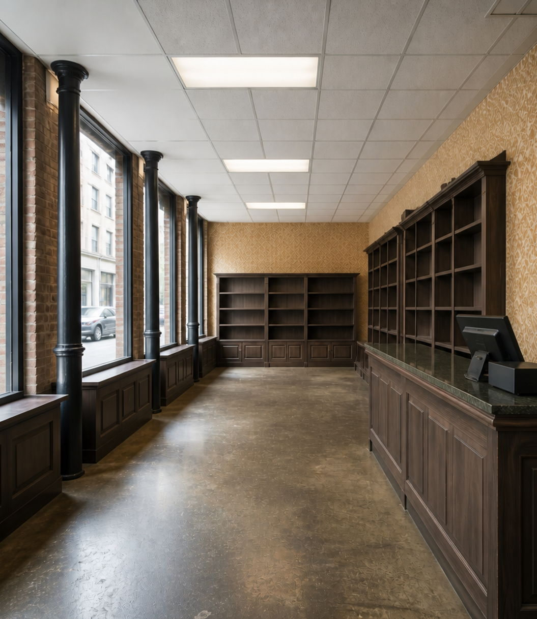 Retail space at the Lower Manhattan turnover project before work began